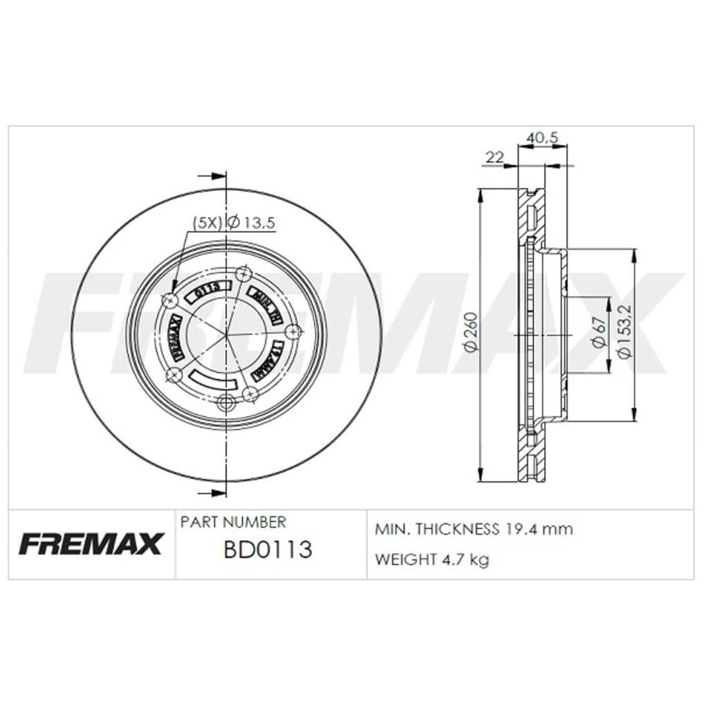 Par de Discos de Freio Ventilado Dianteiro - Fremax - BD0113 - (2)