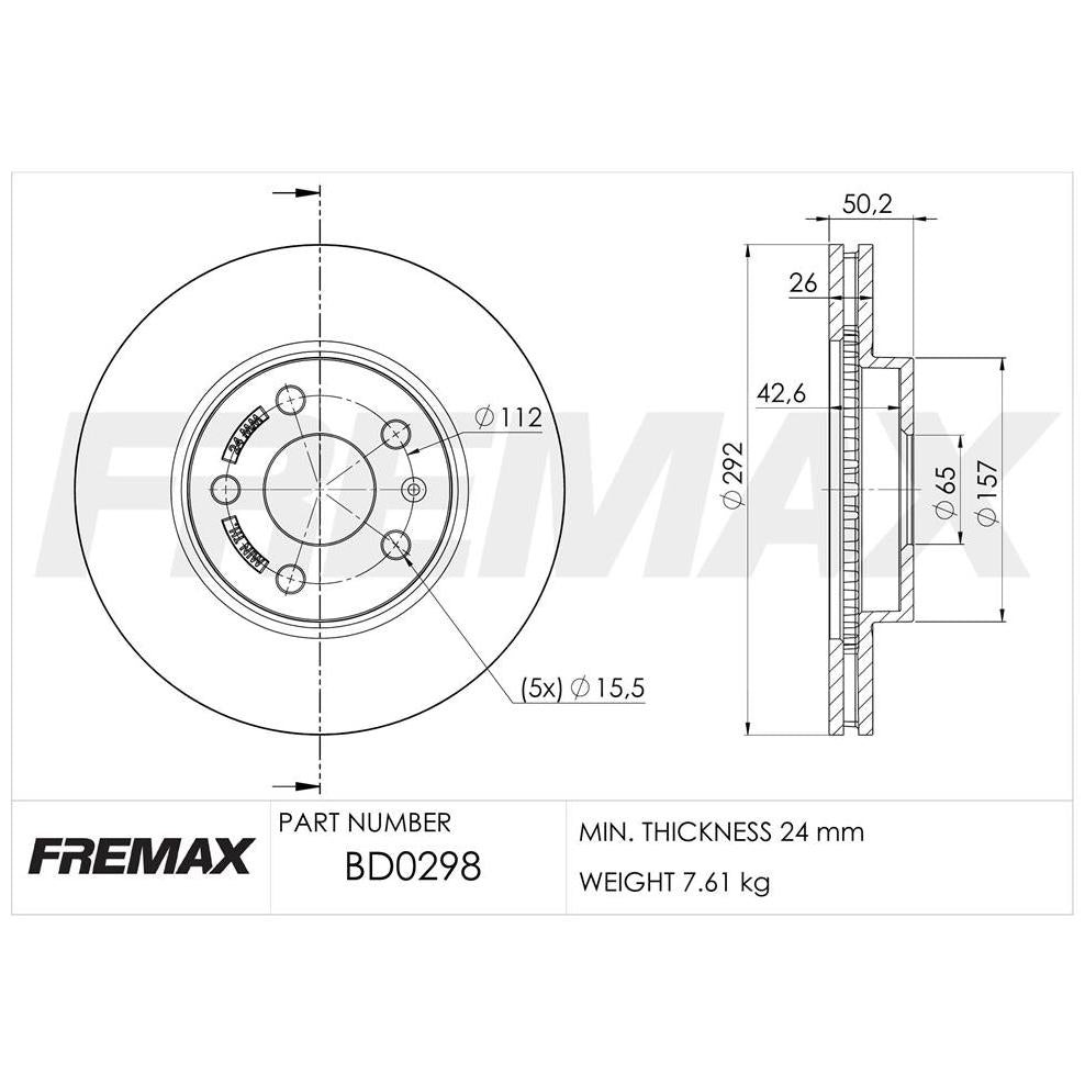 Par de Discos de Freio Ventilado Dianteiro - Fremax - BD0298 - (2)