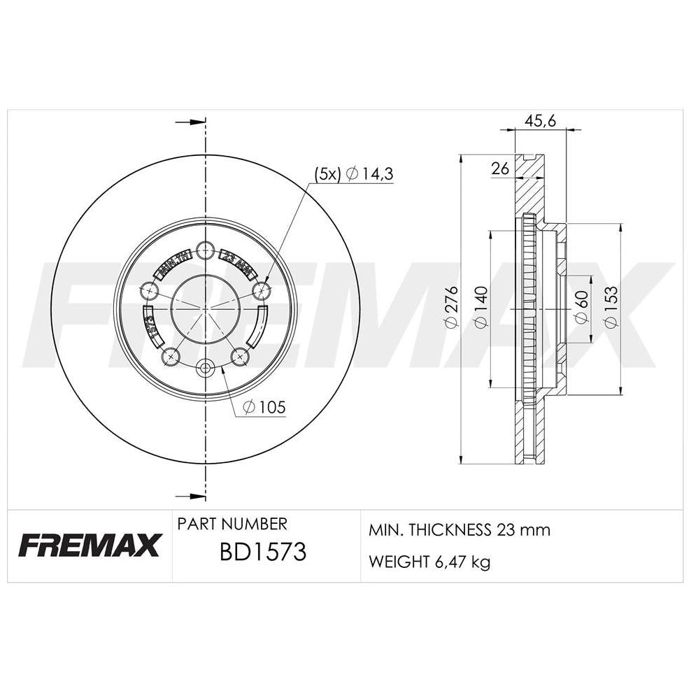 Par de Discos de Freio Ventilado Dianteiro - Fremax - BD1573 - (2)