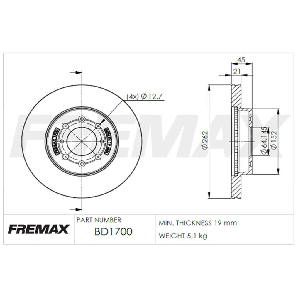 Par de Discos de Freio Ventilado Dianteiro - Fremax - BD1700 - (2)