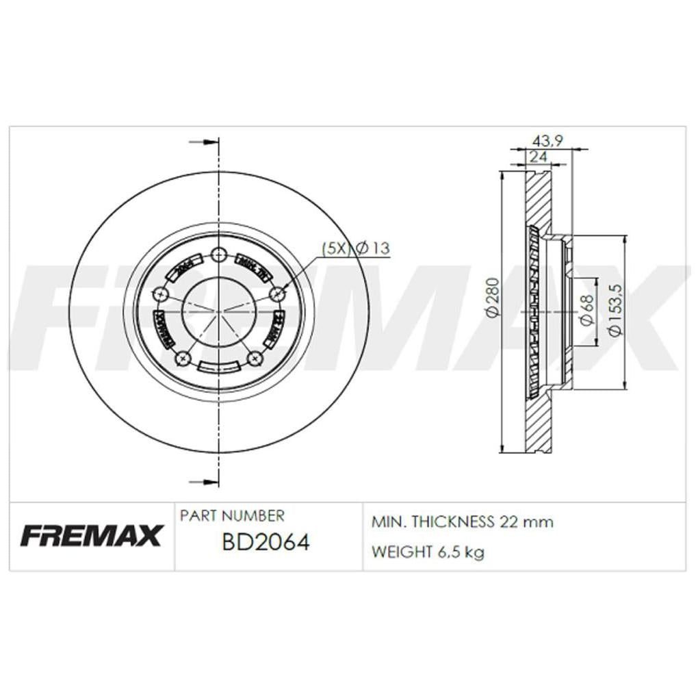 Par de Discos de Freio Ventilado Dianteiro - Fremax - BD2064 - (2)