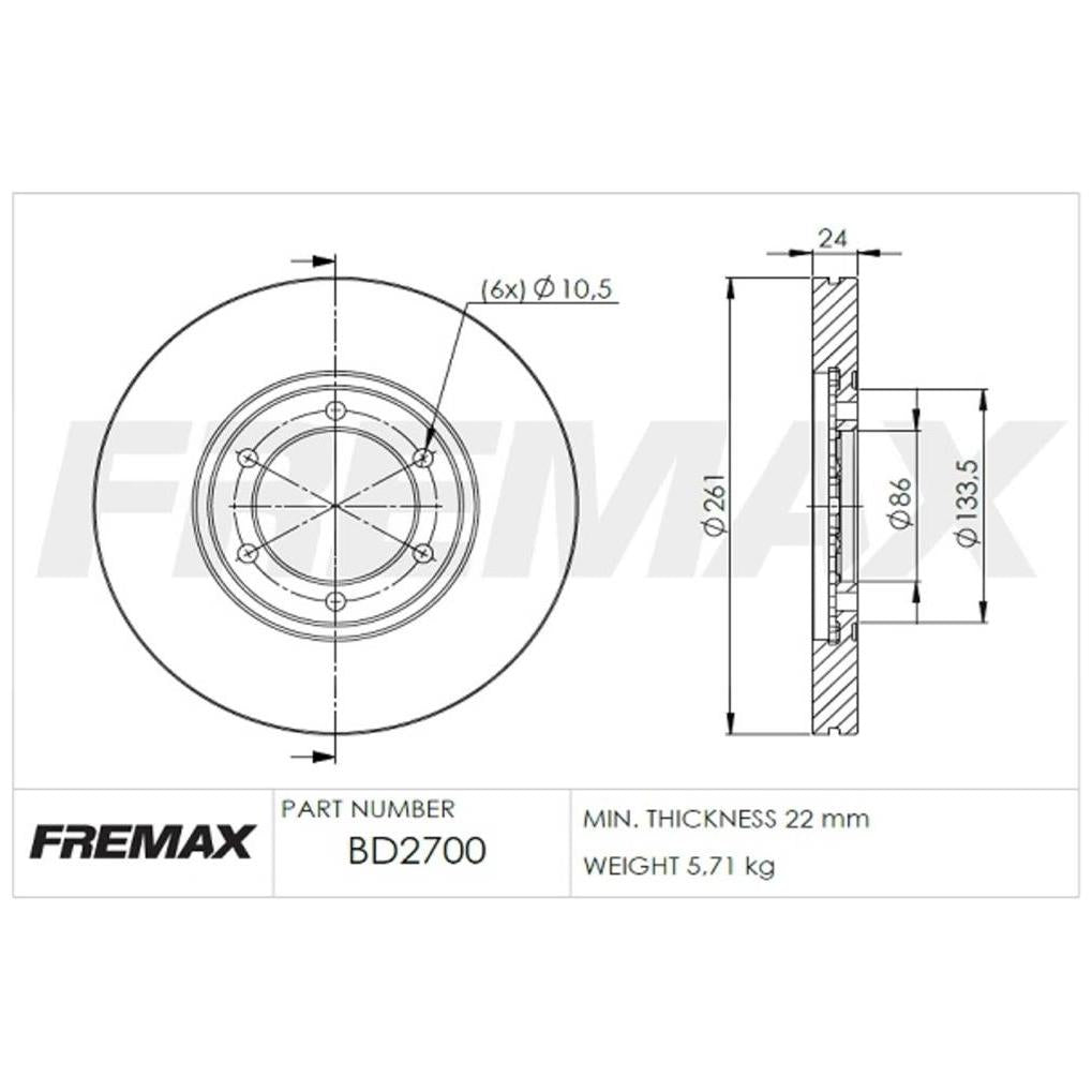 Par de Discos de Freio Ventilado Dianteiro - Fremax - BD2700 - (2)