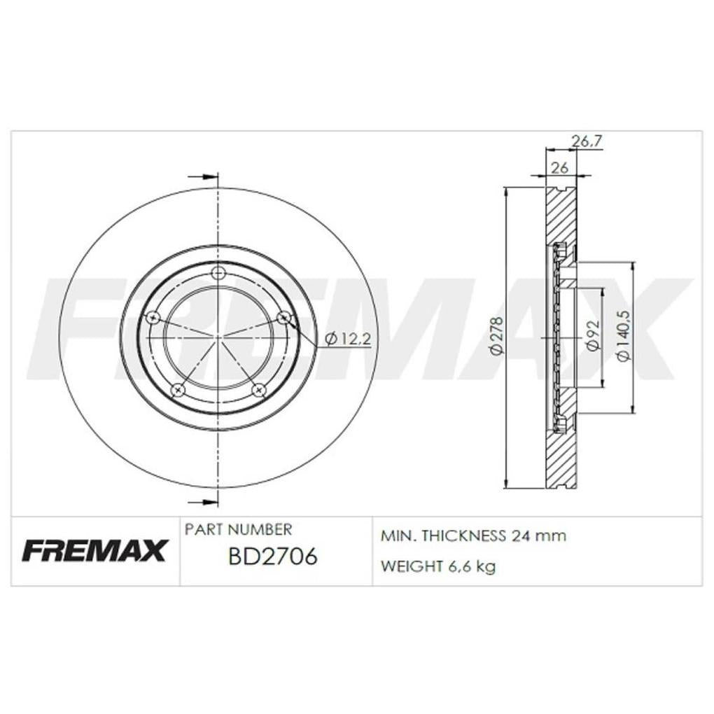 Par de Discos de Freio Ventilado Dianteiro - Fremax - BD2706 - (2)
