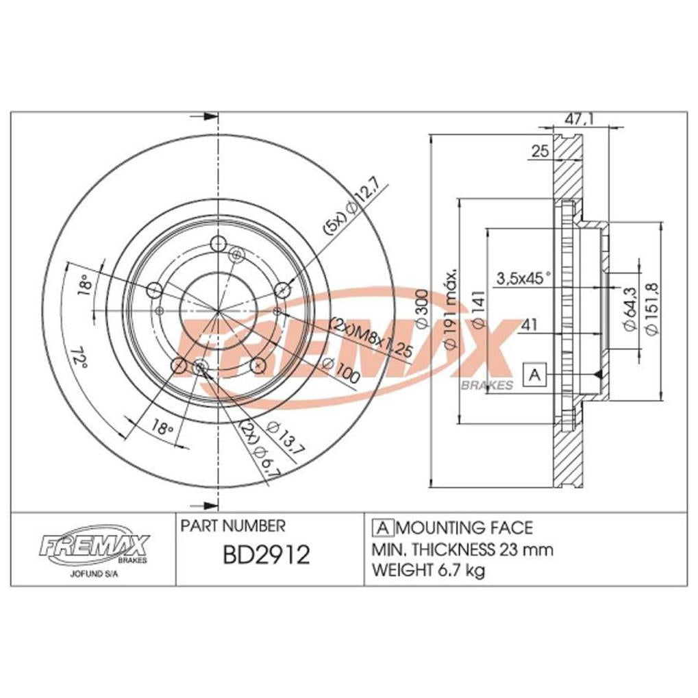 Par de Discos de Freio Ventilado Dianteiro - Fremax - BD2912 - (2)
