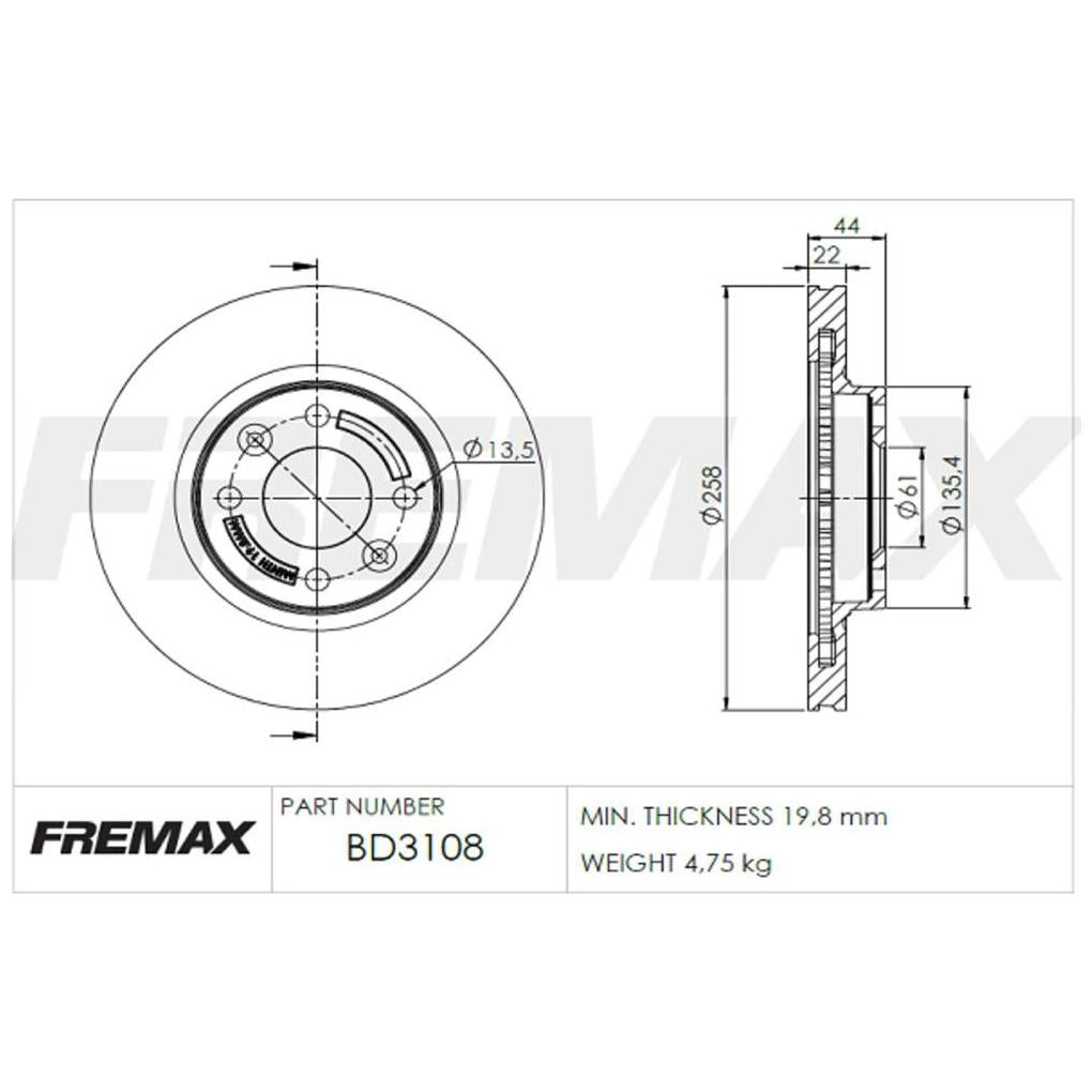 Par de Discos de Freio Ventilado Dianteiro - Fremax - BD3108 - (3)