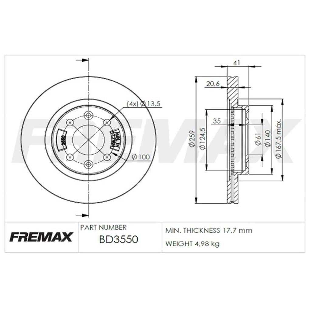 Par de Discos de Freio Ventilado Dianteiro - Fremax - BD3550 - (2)