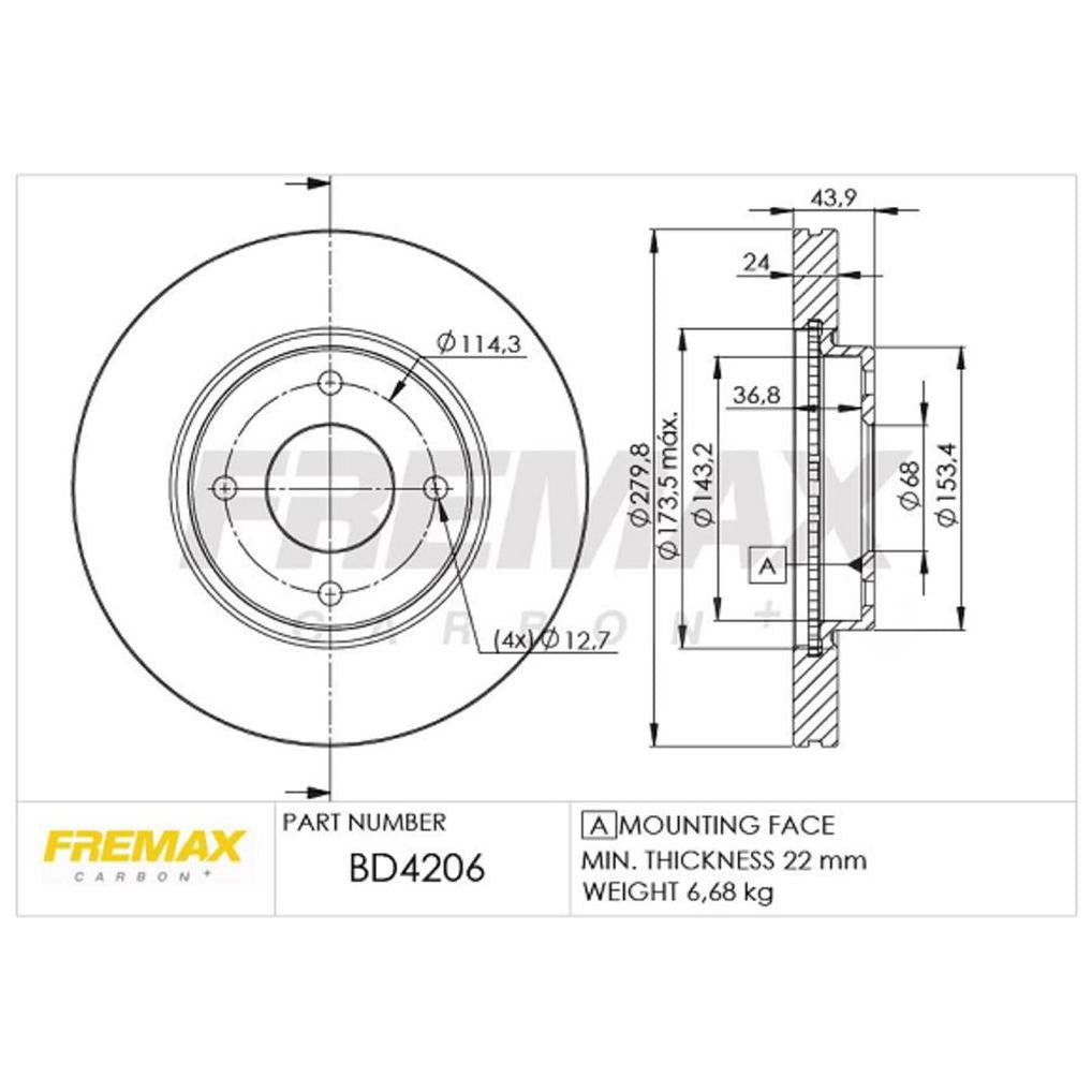 Par de Discos de Freio Ventilado Dianteiro - Fremax - BD4206 - (2)