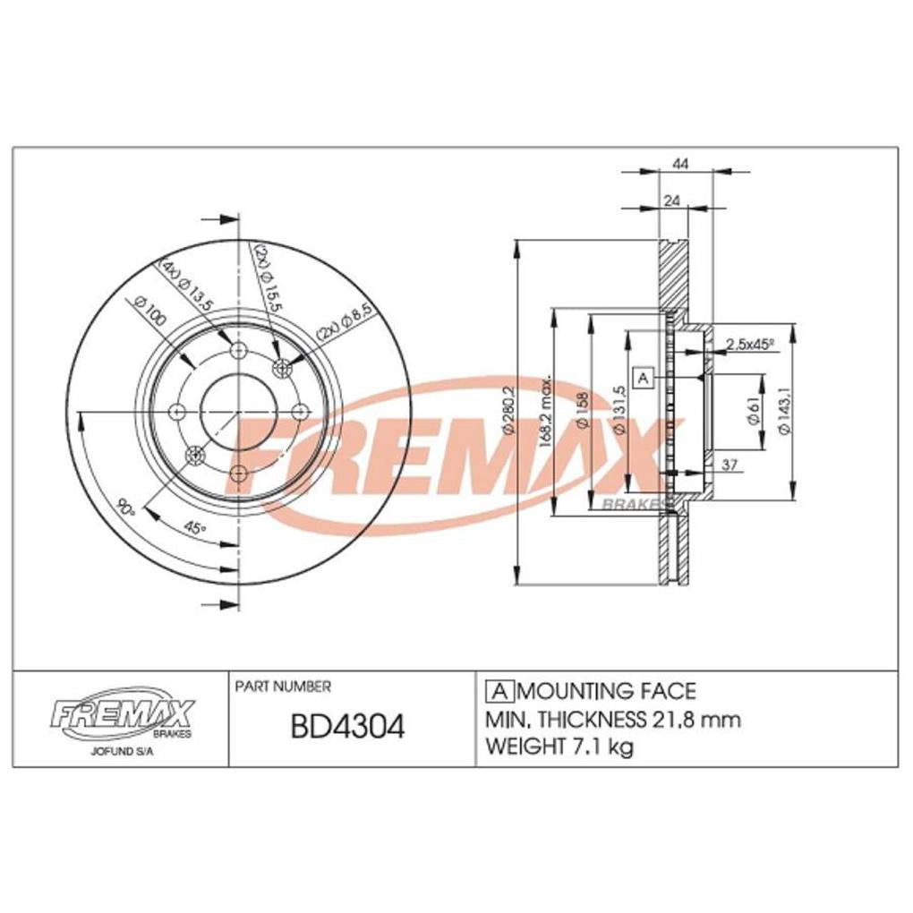 Par de Discos de Freio Ventilado Dianteiro - Fremax - BD4304 - (2)