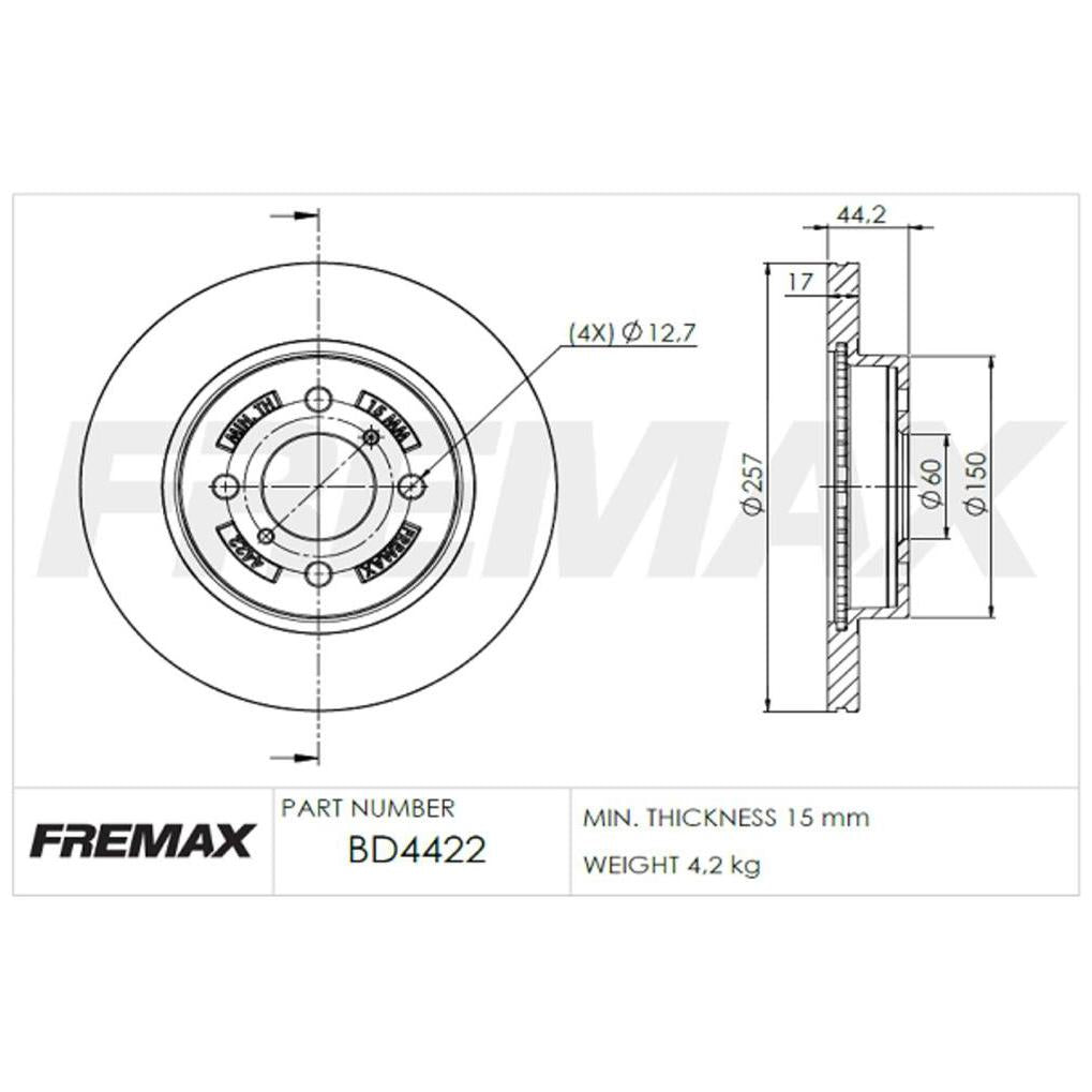 Par de Discos de Freio Ventilado Dianteiro - Fremax - BD4422 - (2)