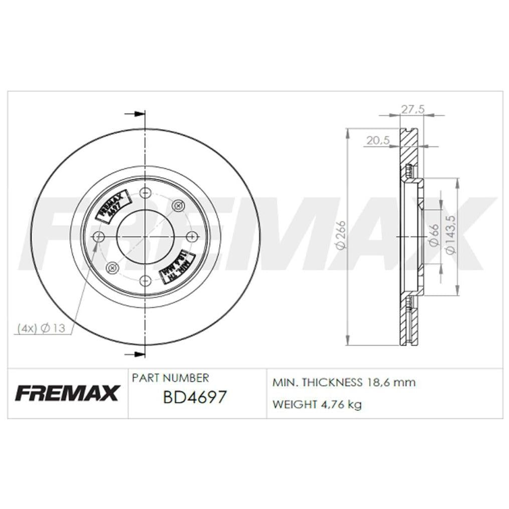 Par de Discos de Freio Ventilado Dianteiro - Fremax - BD4697 - (2)
