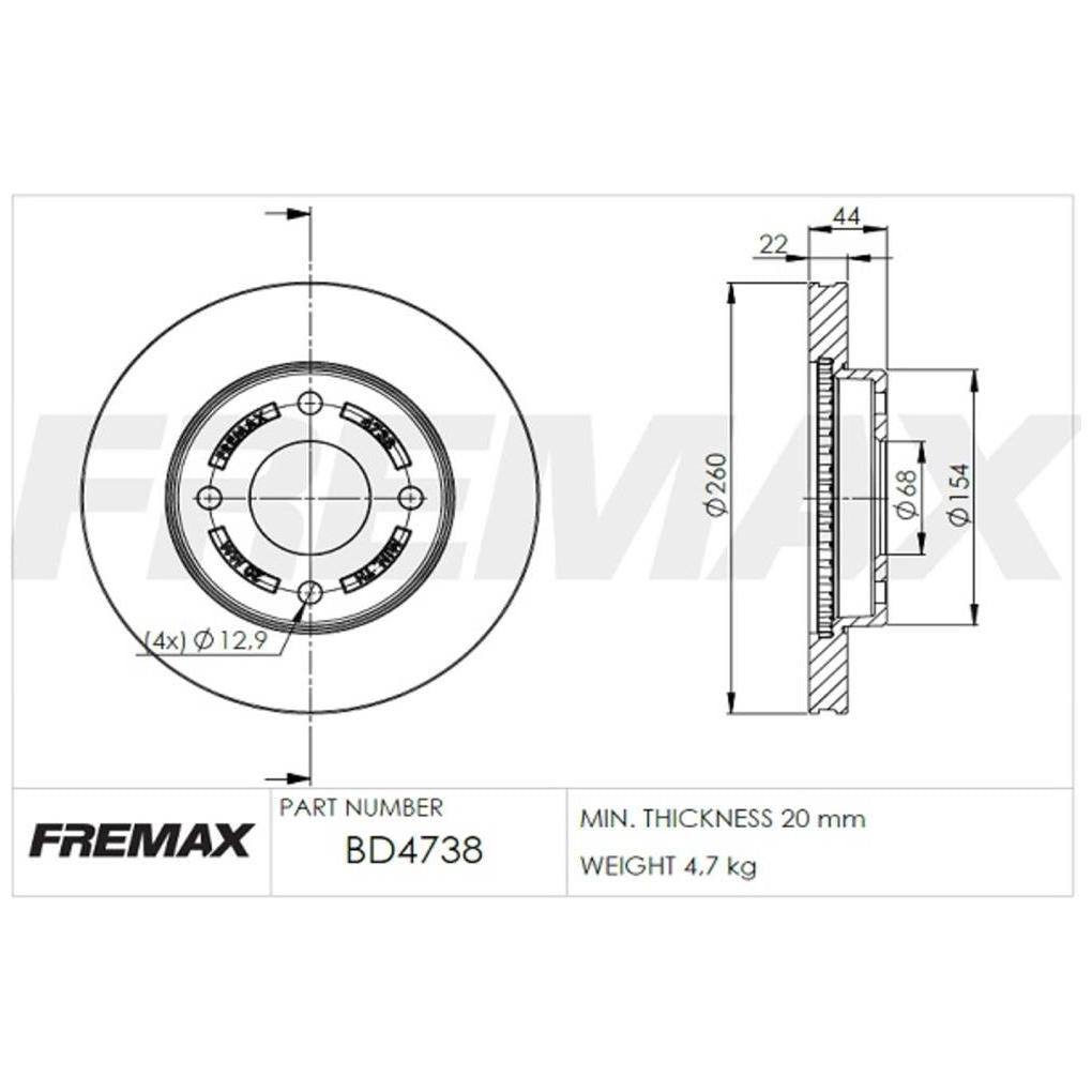 Par de Discos de Freio Ventilado Dianteiro - Fremax - BD4738 - (2)