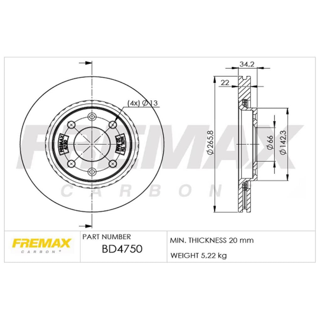 Par de Discos de Freio Ventilado Dianteiro - Fremax - BD4750 - (2)