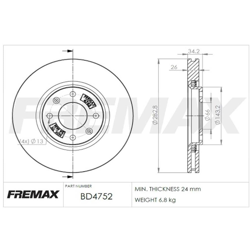 Par de Discos de Freio Ventilado Dianteiro - Fremax - BD4752 - (2)