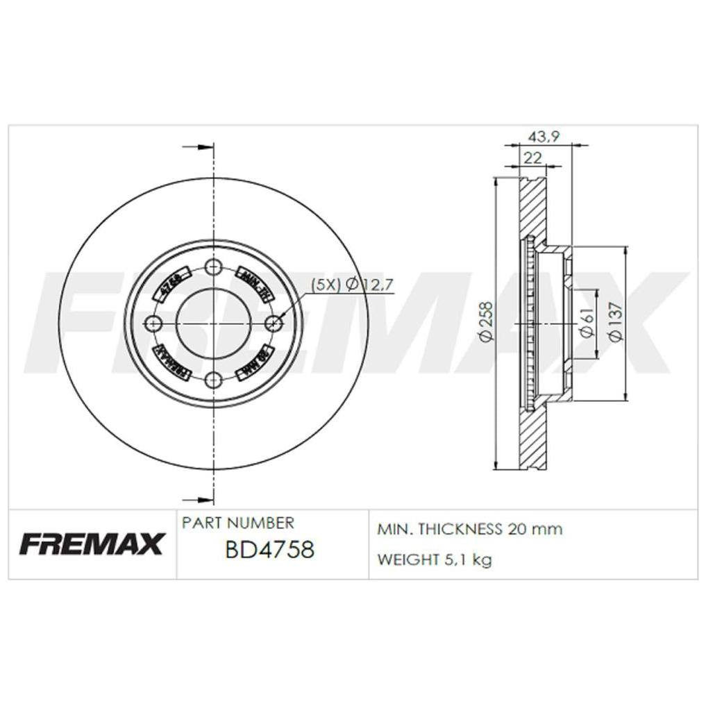 Par de Discos de Freio Ventilado Dianteiro - Fremax - BD4758 - (2)