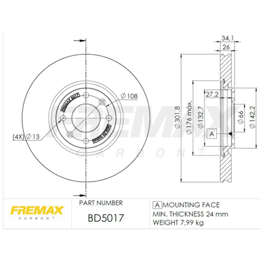 Par de Discos de Freio Ventilado Dianteiro - Fremax - BD5017 - (2)