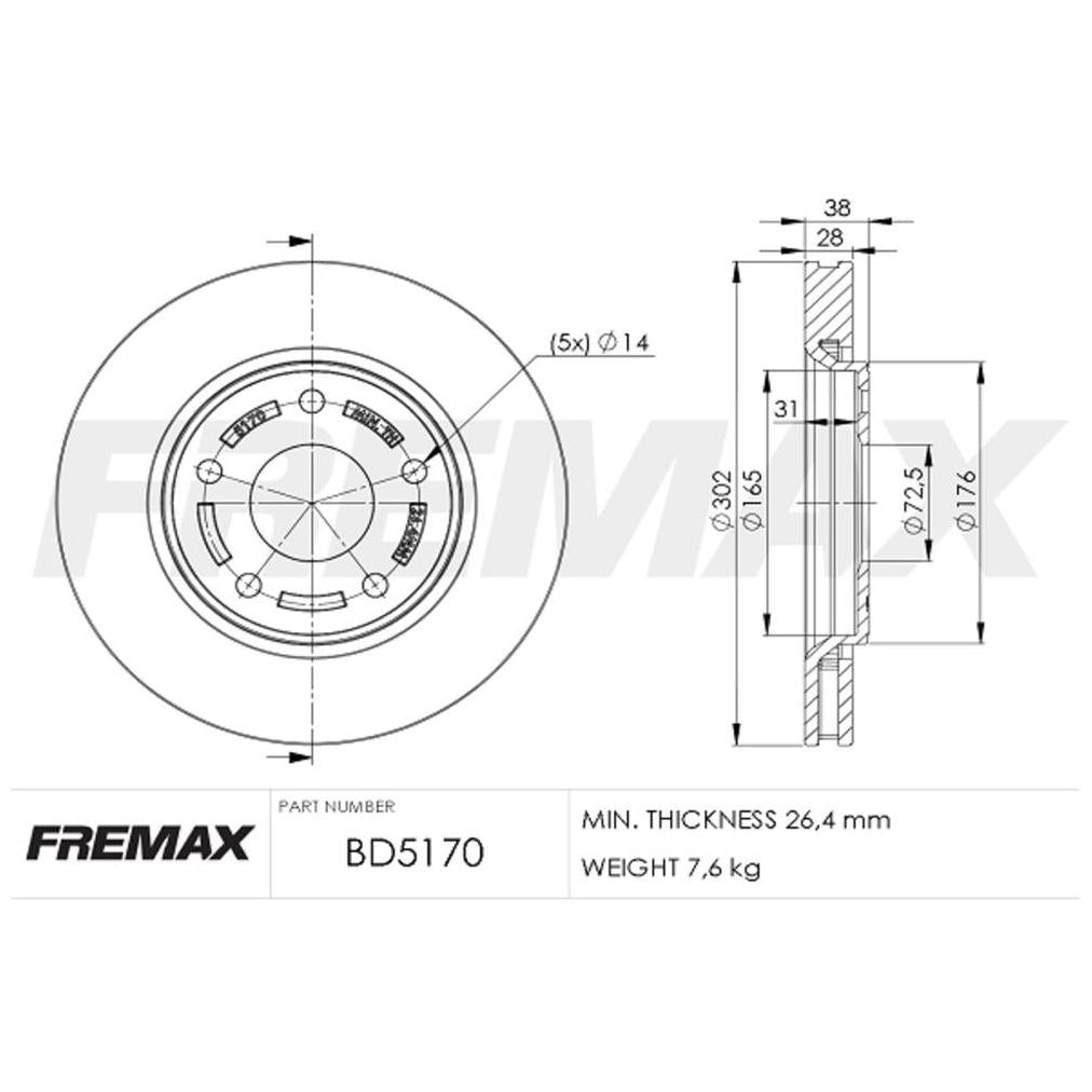 Par de Discos de Freio Ventilado Dianteiro - Fremax - BD5170 - (2)
