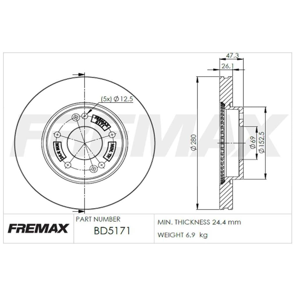 Par de Discos de Freio Ventilado Dianteiro - Fremax - BD5171 - (2)