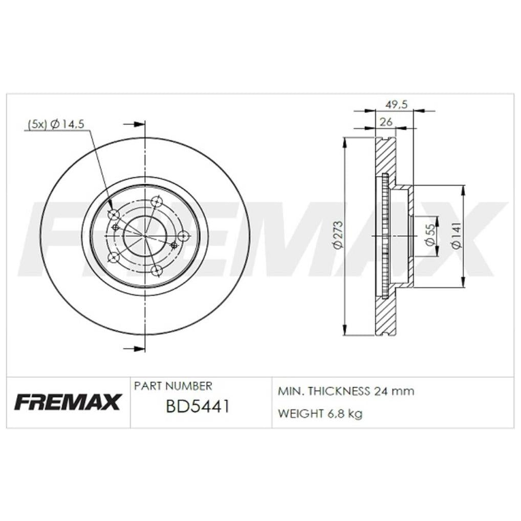 Par de Discos de Freio Ventilado Dianteiro - Fremax - BD5441 - (2)