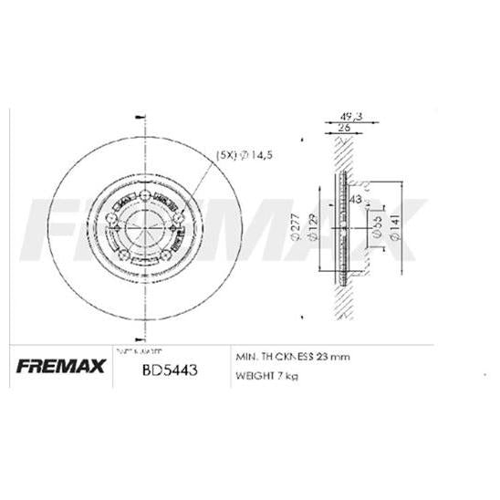 Par de Discos de Freio Ventilado Dianteiro - Fremax - BD5443 - (2)