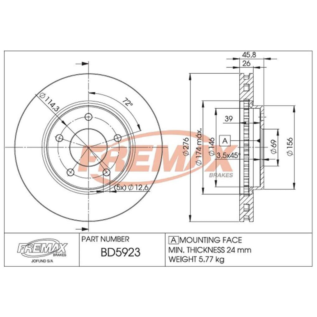 Par de Discos de Freio Ventilado Dianteiro - Fremax - BD5923 - (2)