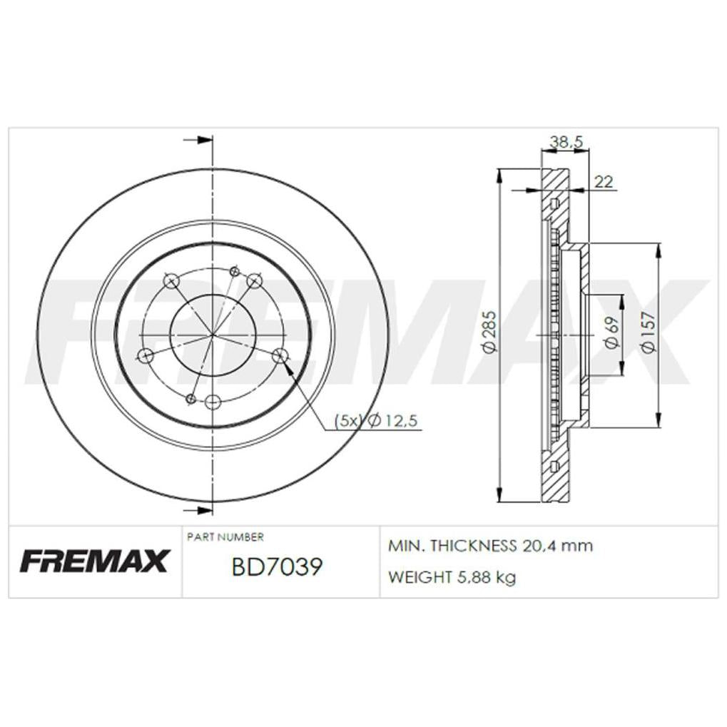 Par de Discos de Freio Ventilado Dianteiro - Fremax - BD7039 - (2)