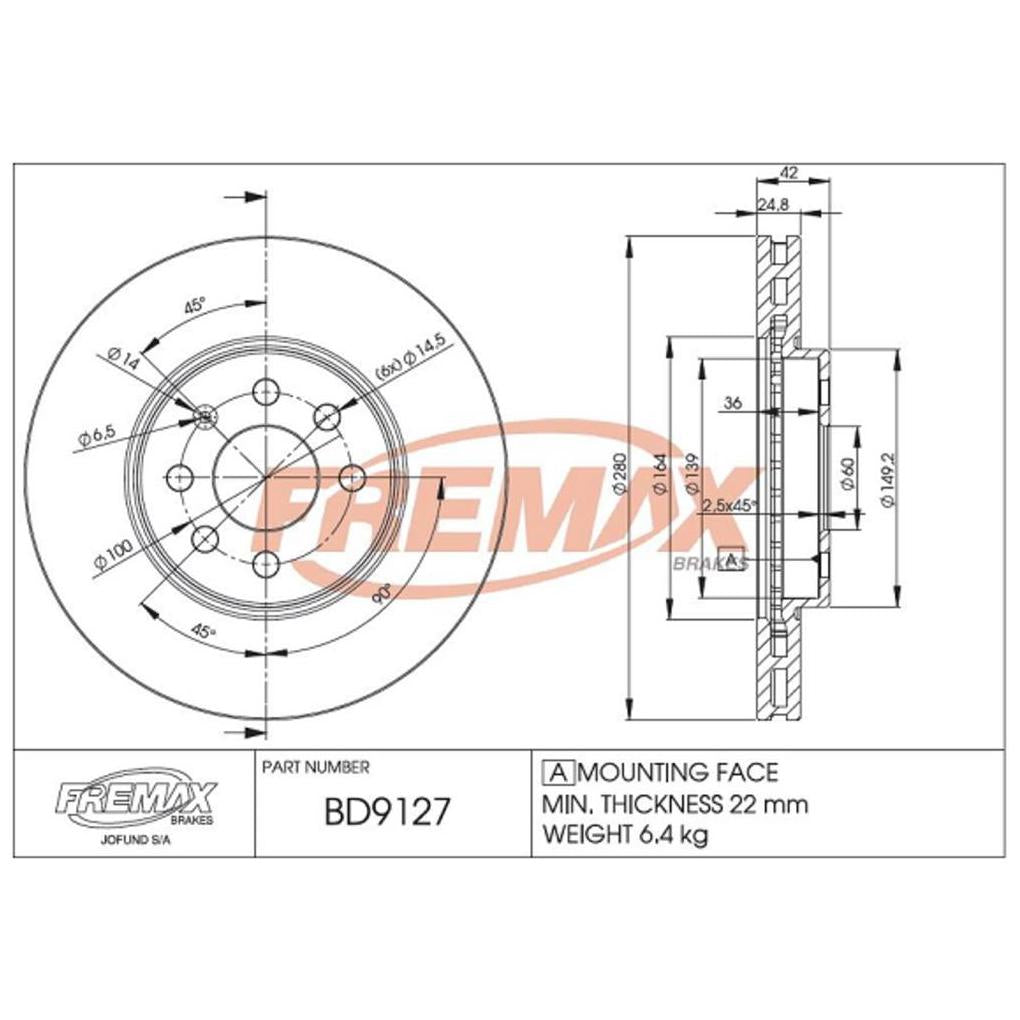 Par de Discos de Freio Ventilado Dianteiro - Fremax - BD9127 - (2)
