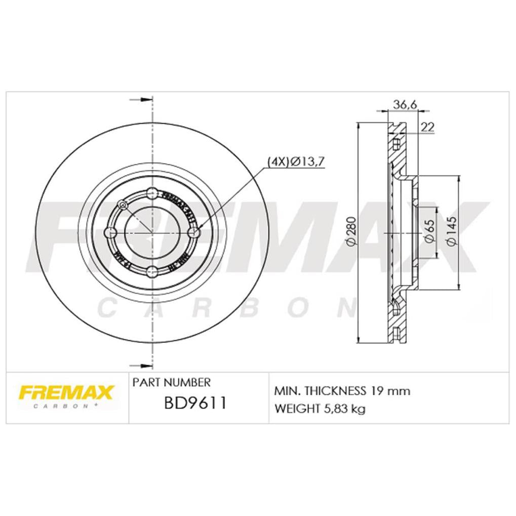 Par de Discos de Freio Ventilado Dianteiro - Fremax - BD9611 - (2)