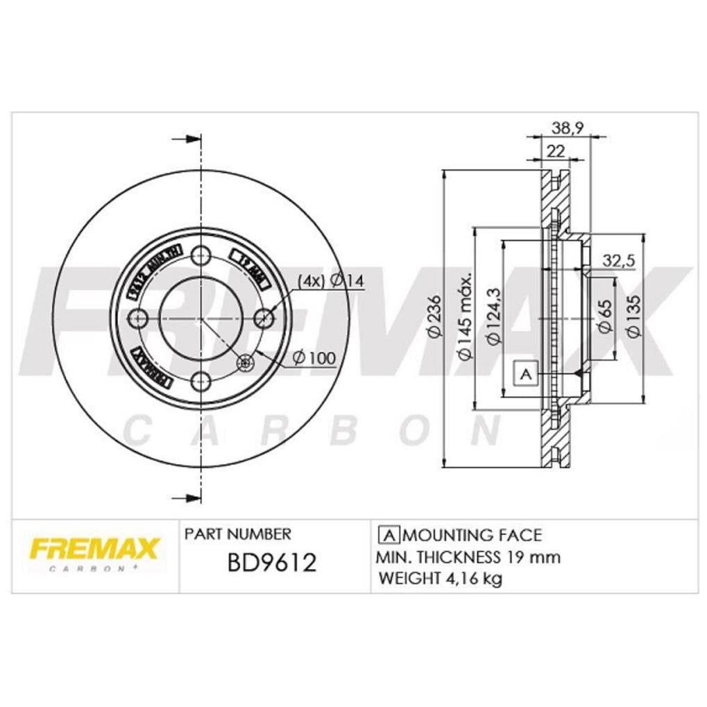 Par de Discos de Freio Ventilado Dianteiro - Fremax - BD9612 - (2)