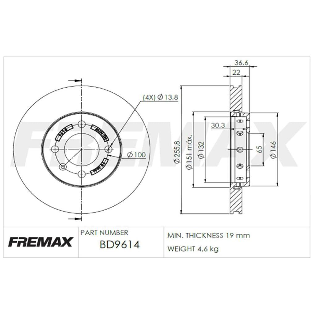 Par de Discos de Freio Ventilado Dianteiro - Fremax - BD9614 - (2)
