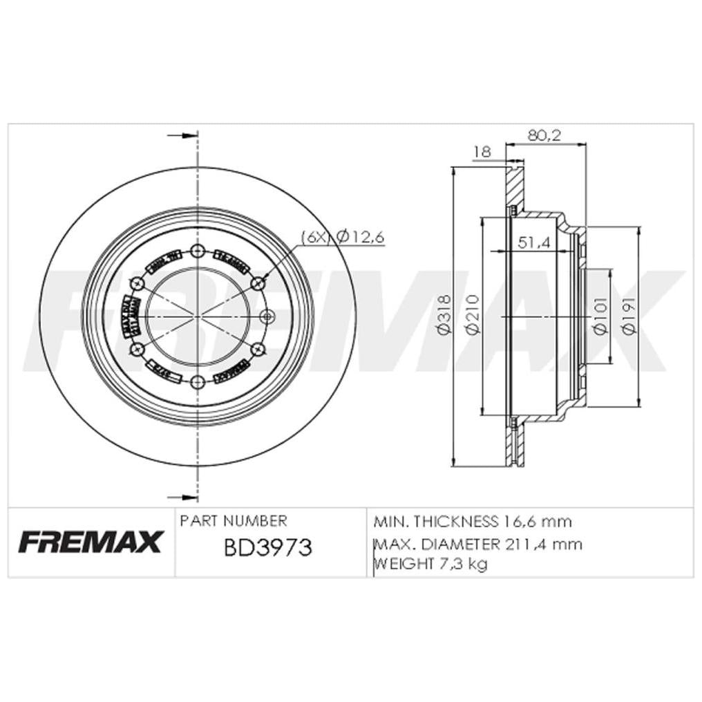 Par de Discos de Freio Ventilado Traseiro - Fremax - BD3973 - (2)
