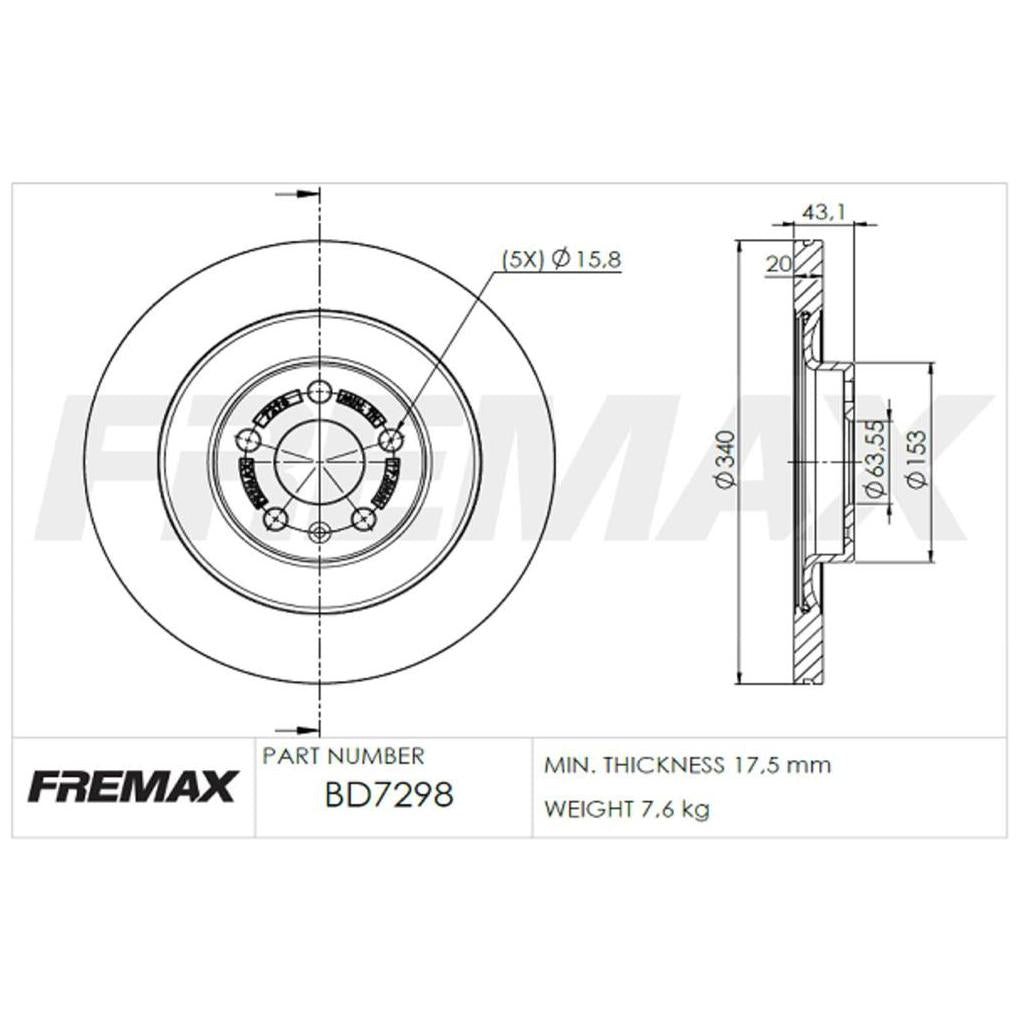 Par de Discos de Freio Ventilado Traseiro - Fremax - BD7298 - (2)
