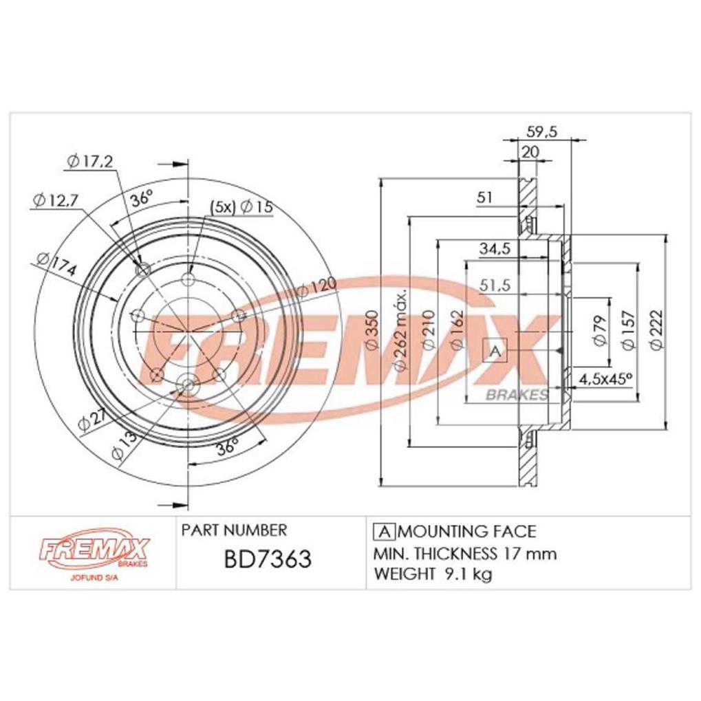 Par de Discos de Freio Ventilado Traseiro - Fremax - BD7363 - (2)