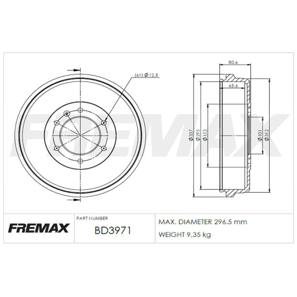 Par de Tambor de Freio Traseiro - Fremax - BD3971 - (2)