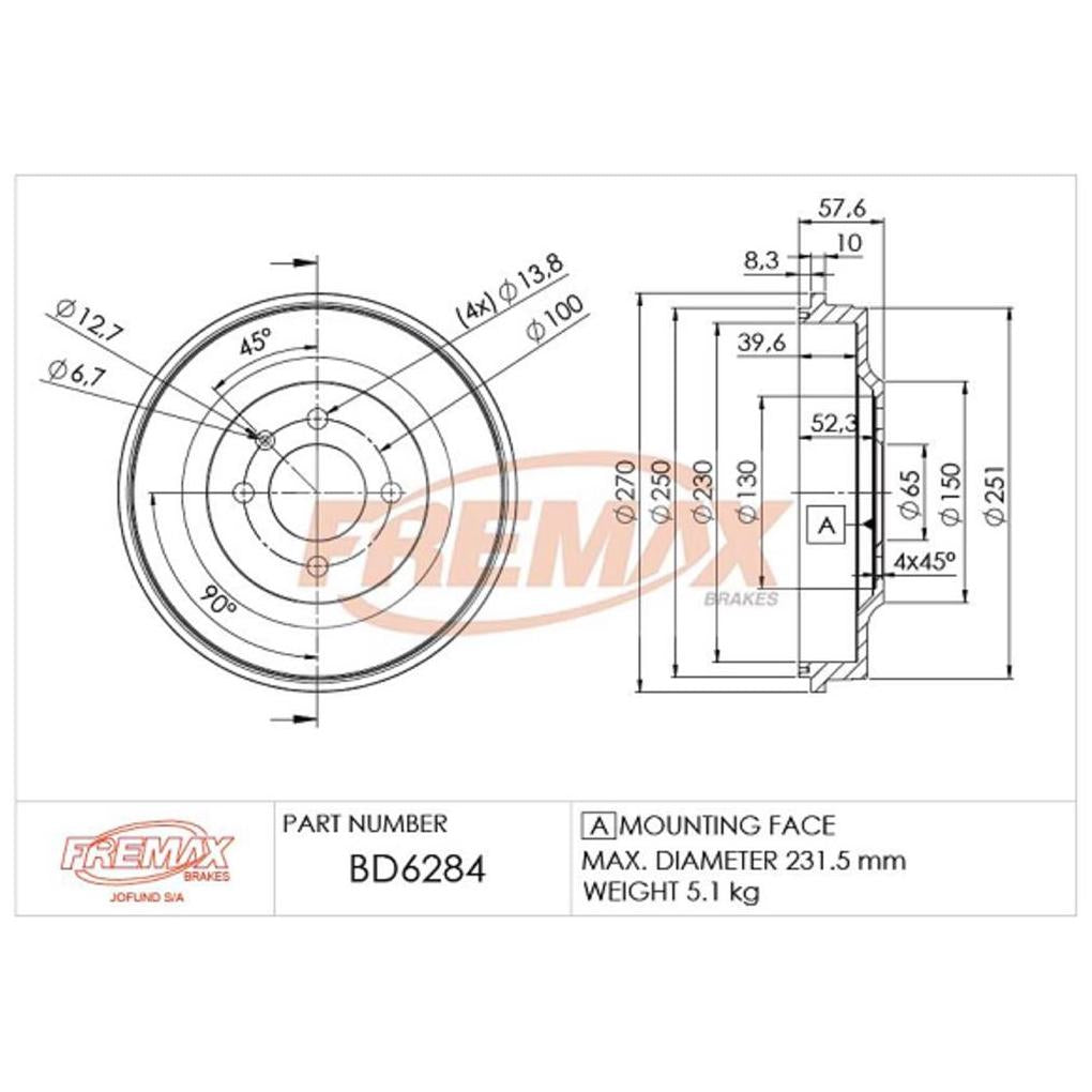 Par de Tambor de Freio Traseiro - Fremax - BD6284 - (2)