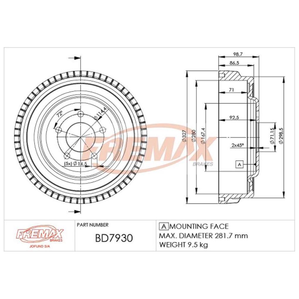 Par Tambor Freio Traseiro - Fremax - BD-7930 - (2)