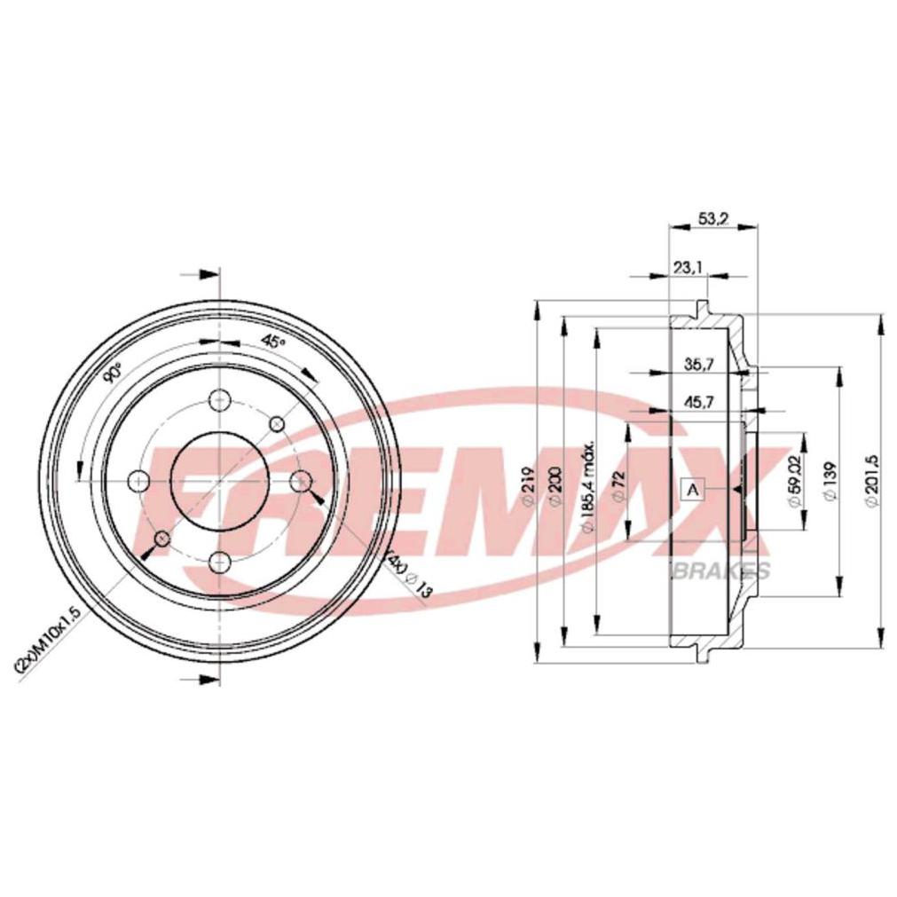 Par de Tambor de Freio Traseiro - Fremax - BD9680 - (2)