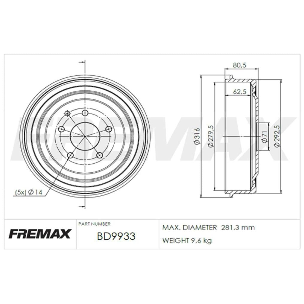 Par de Tambor de Freio Traseiro - Fremax - BD9933 - (2)