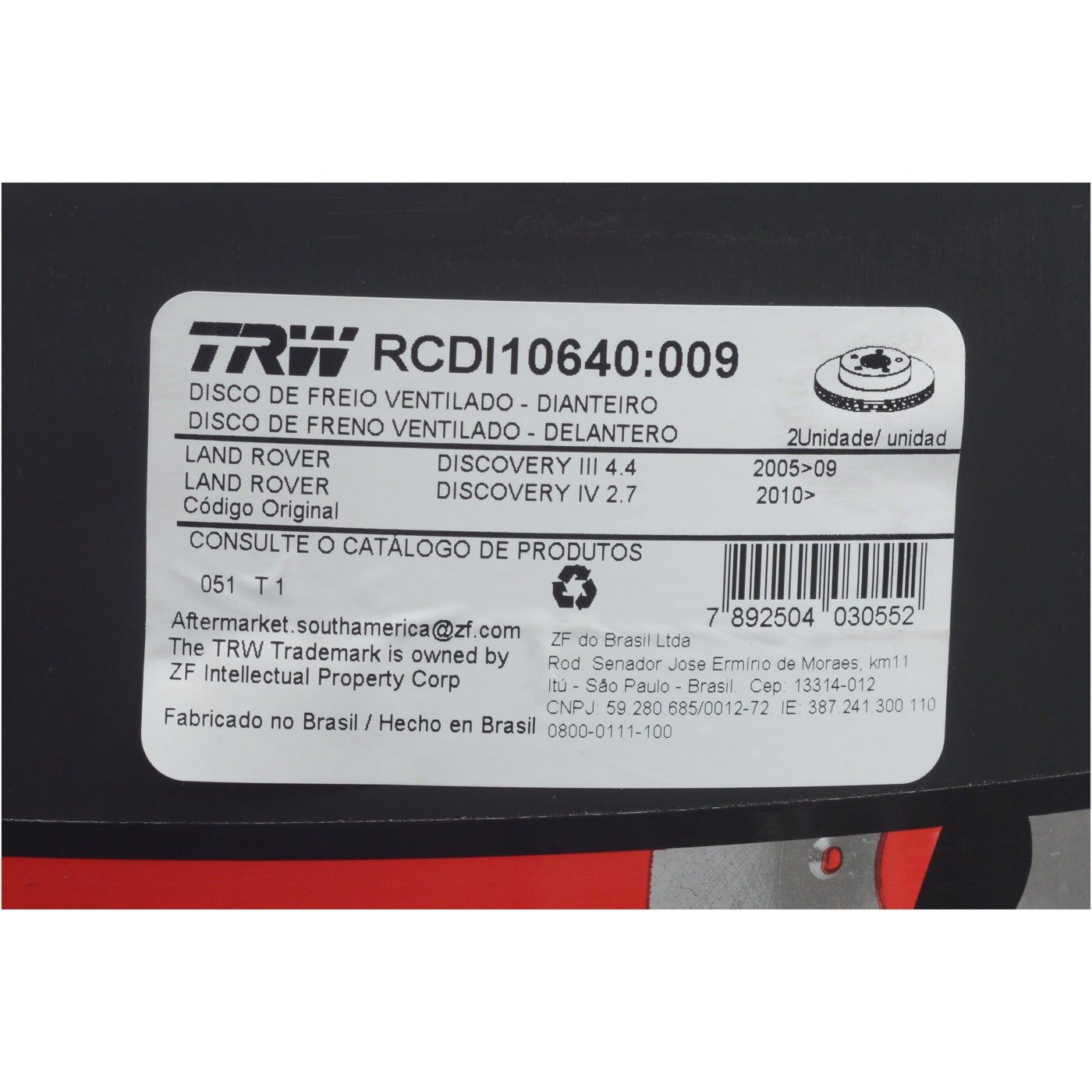 Par Disco de Freio Dianteiro - TRW - RCDI10640 - (5)
