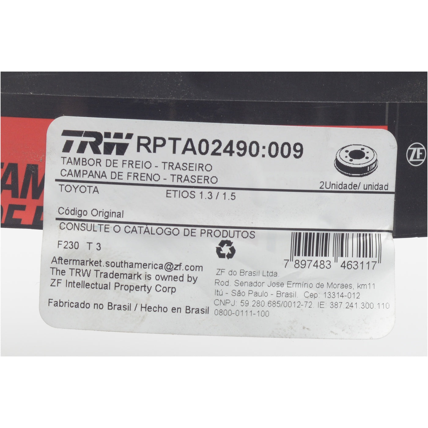 Par Tambor Freio Traseiro - TRW - RPTA02490 - (5)