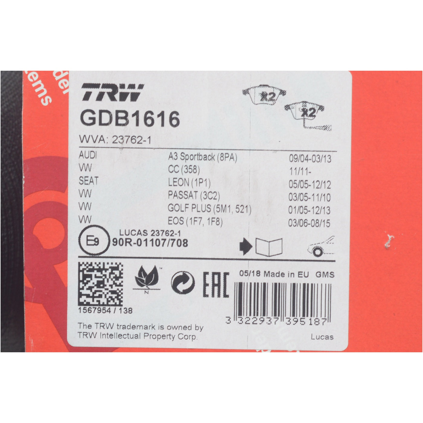 Pastilhas Freio Antirruído com Sensor - TRW - GDB1616 - (10)