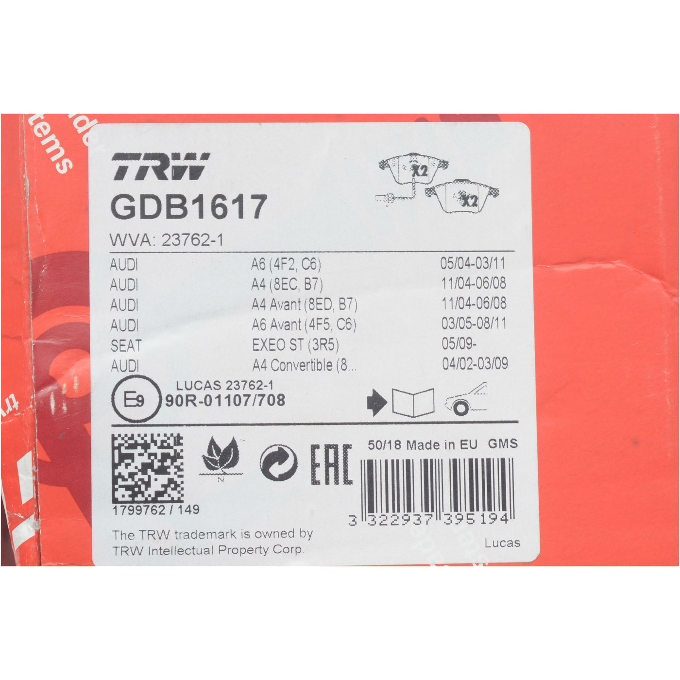 Pastilhas Freio Dianteira Antirruído com Sensor - TRW - GDB1617 - (11)
