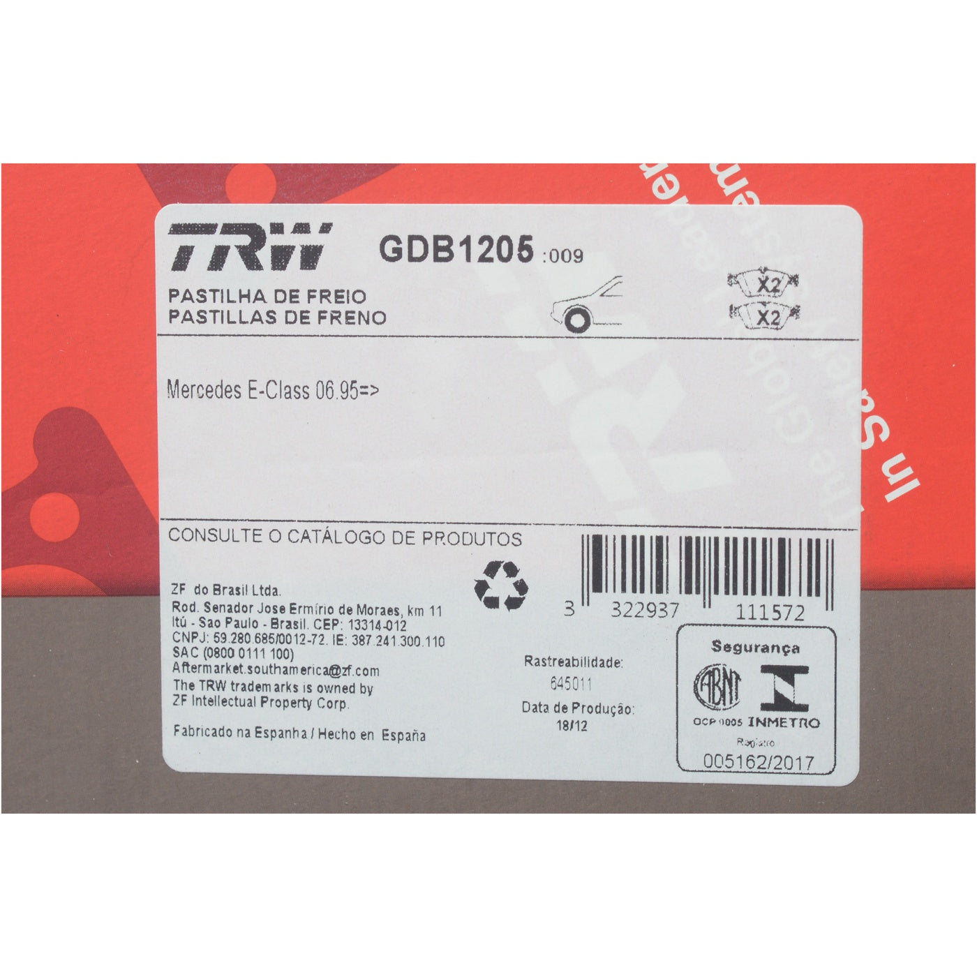 Pastilhas Freio Dianteira Antirruído Cotec - TRW - GDB1205 - (9)
