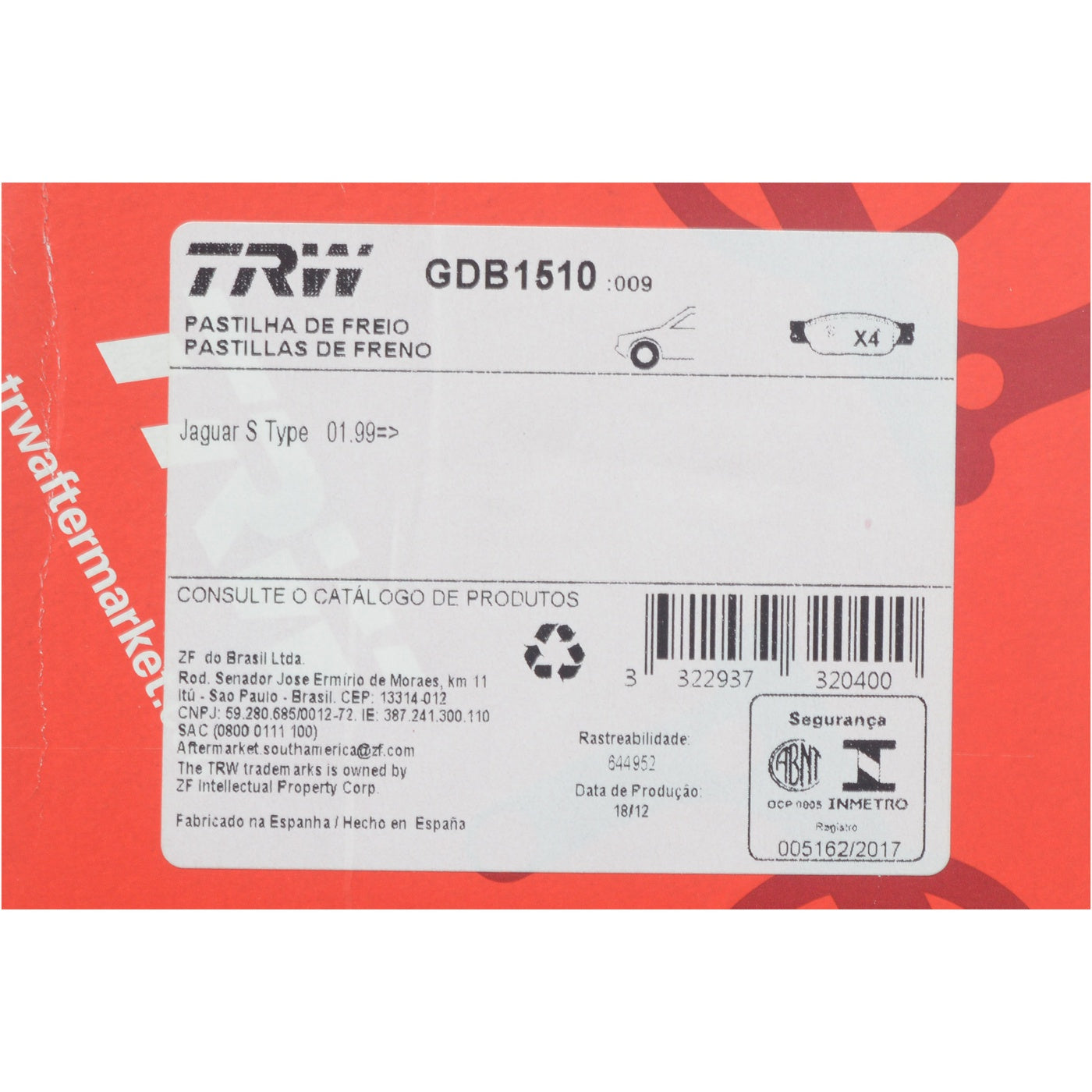 Pastilhas Freio Dianteira Antirruído Cotec - TRW - GDB1510 - (9)
