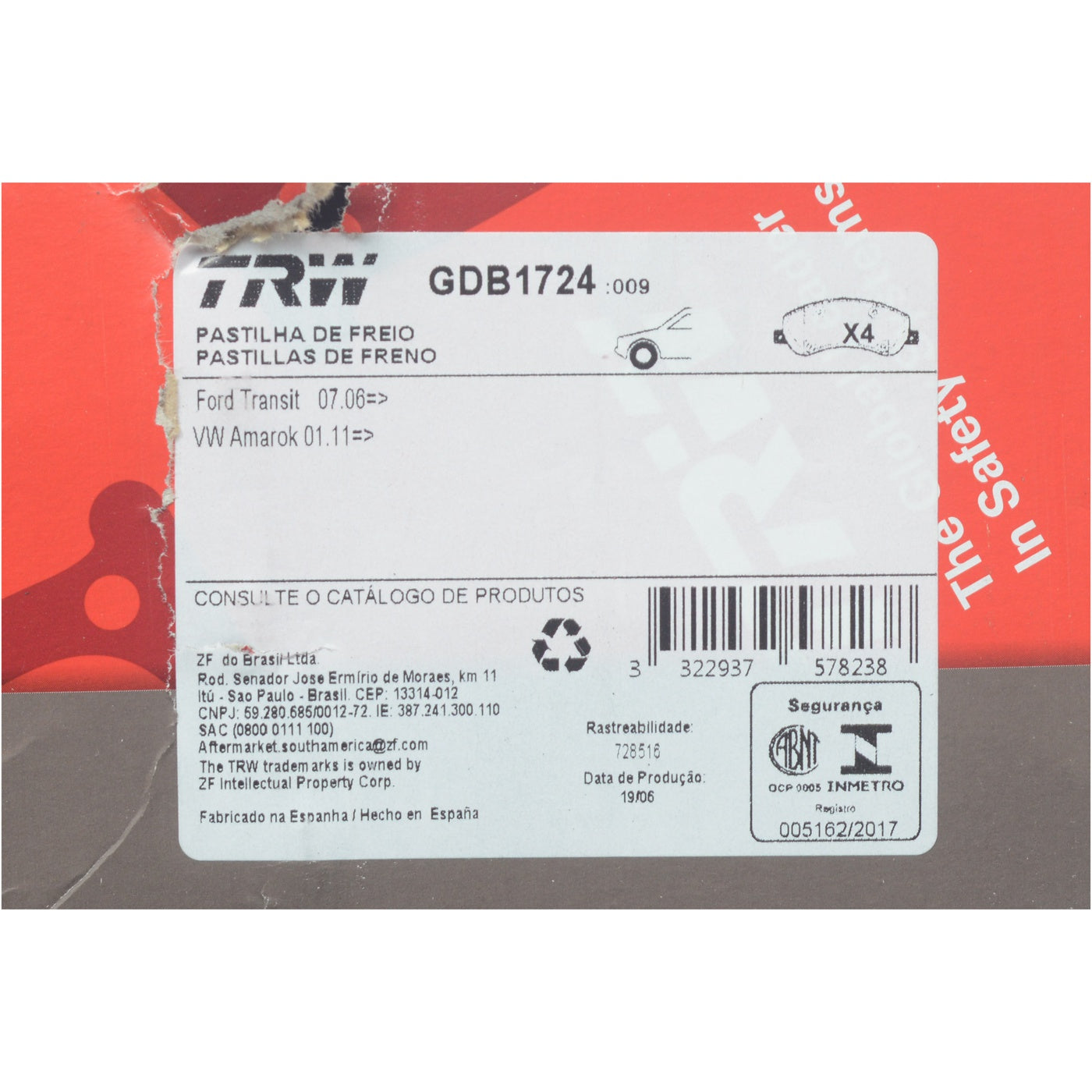 Pastilhas Freio Dianteira Antirruído Cotec - TRW - GDB1724 - (8)