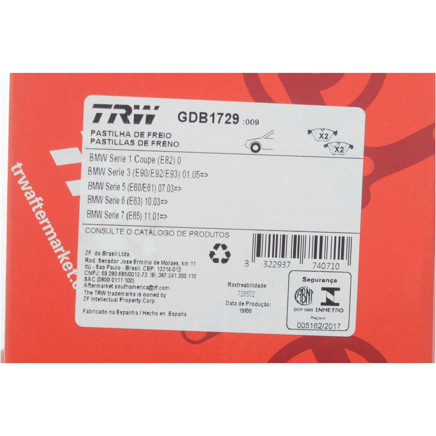 Pastilhas Freio Dianteira Antirruído Cotec - TRW - GDB1729 - (11)