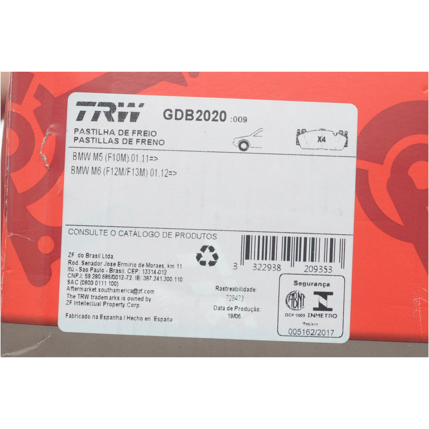 Pastilhas Freio Dianteira Antirruído Cotec - TRW - GDB2020 - (11)