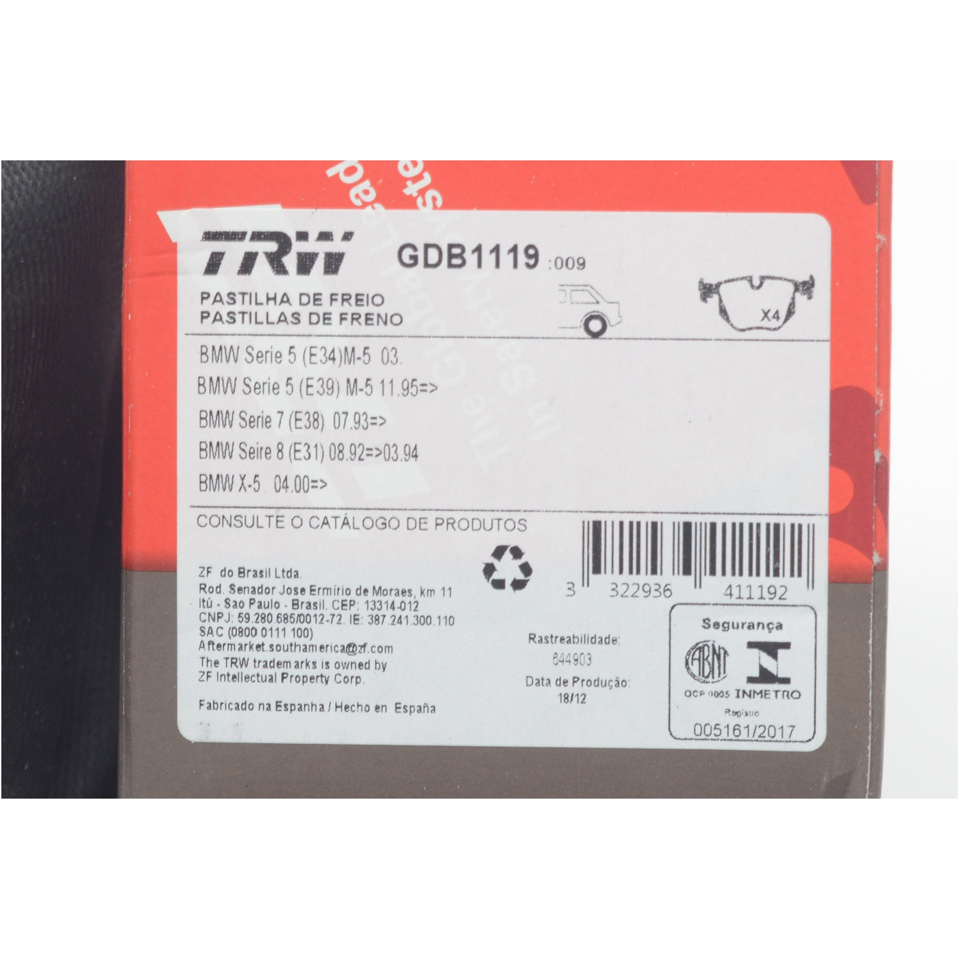 Pastilhas Freio Traseira Antirruído Cotec - TRW - GDB1119 - (11)