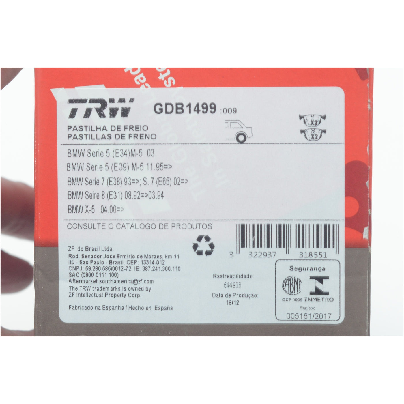 Pastilhas Freio Traseira Antirruído Cotec - TRW - GDB1499 - (10)