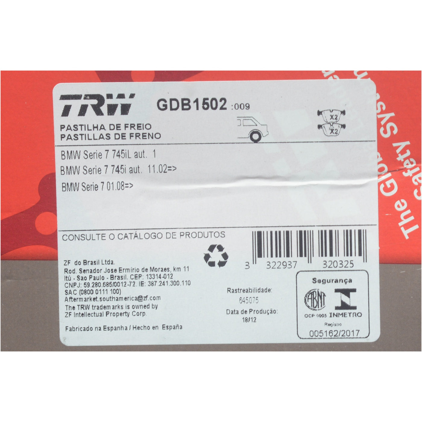 Pastilhas Freio Traseira Antirruído Cotec - TRW - GDB1502 - (5)