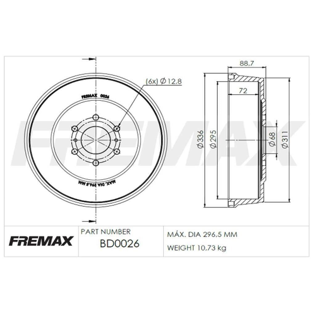 Par Tambor Freio Traseiro - Fremax - BD0026 - (2)
